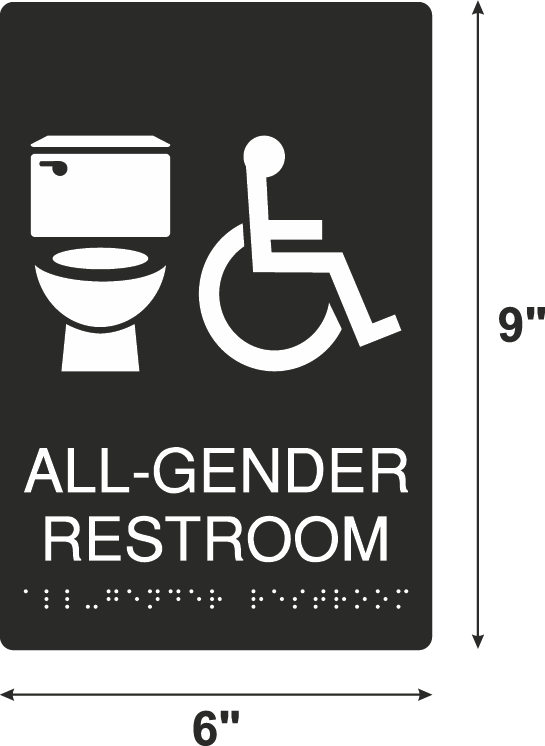 Accessible 'All-Gender' Restroom Black Acrylic Restroom Wall Sign - 9 ...