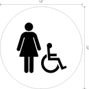 Wheelchair Accessible Women No Text Restroom Door ADA Sign - 12" x 12" - White Acrylic ADA sign with Grade 2 braille