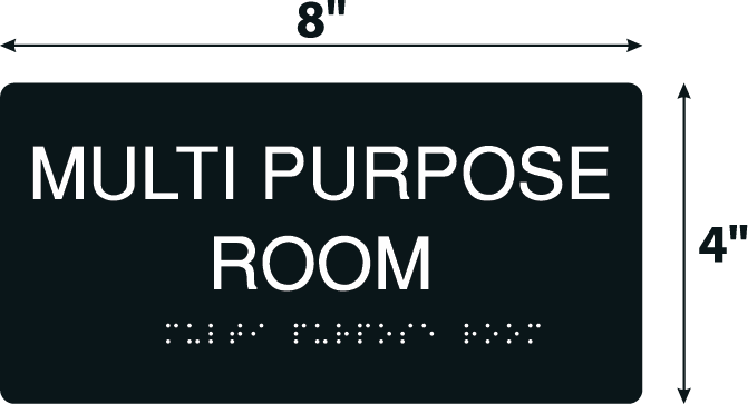 Multi Purpose Room Black Acrylic Wall Sign - 4