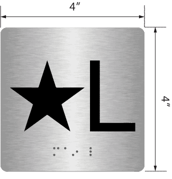 Star 1 - Elevator Jamb Plate Sign with Braille and Raised Number-Elevator Floor Number Sign(Black)