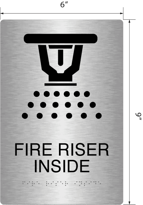 Fire Riser Inside' Acrylic ADA Braille Sign - 9
