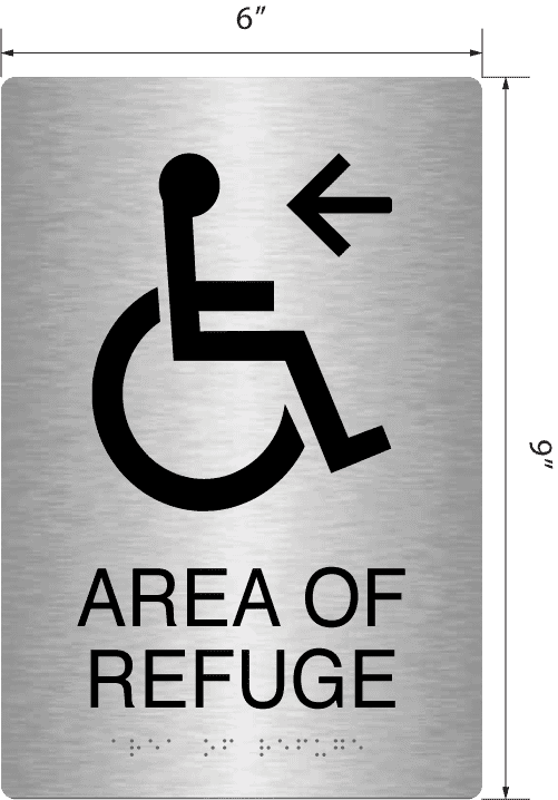 Aor Signage Area Of Refuge' Acrylic ADA Braille Sign - 9