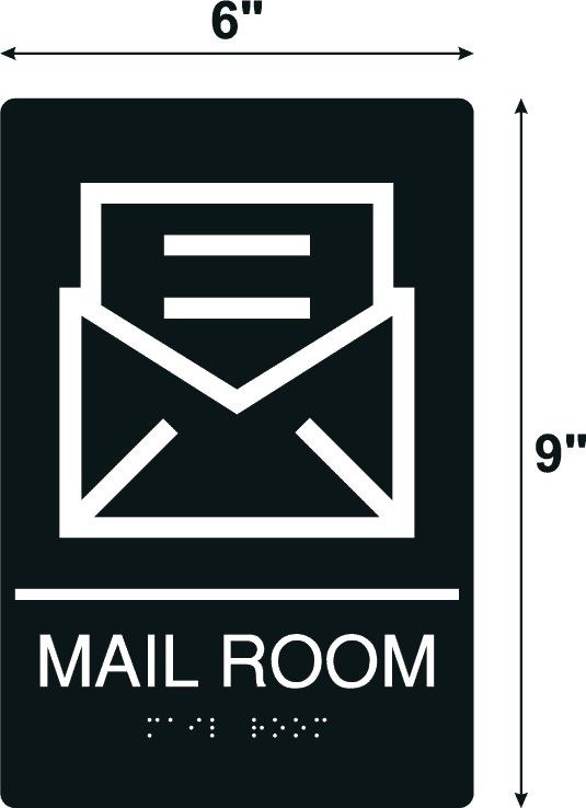 Mail Room Black Acrylic Wall Sign - 9