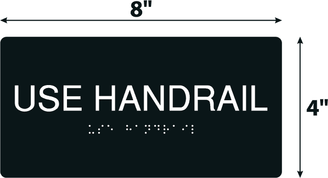 Using Handle Signage Use Handrail Black Acrylic Wall Sign - 4