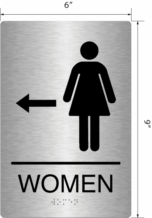 Womens Restroom Sign With Arrow
