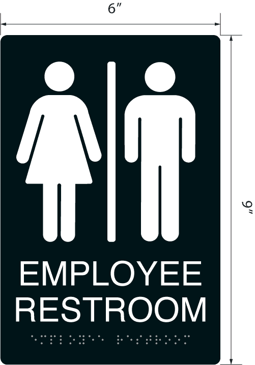 Employee Restroom' Acrylic Restroom ADA Braille Sign - 9