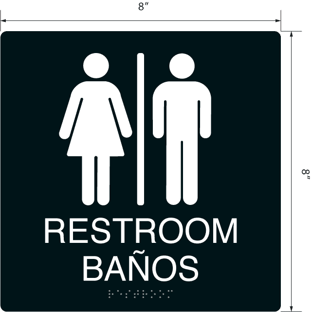 Banos Sign Restroom Banos' Acrylic Restroom ADA Braille Sign - 8