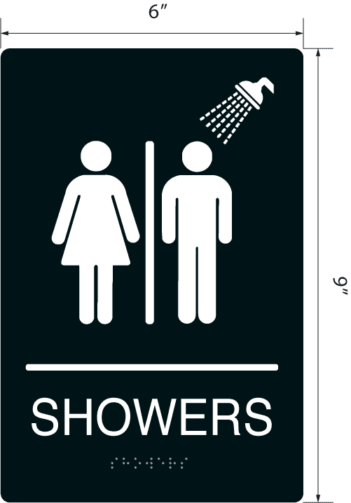 Shower' Acrylic ADA Braille Sign - 9