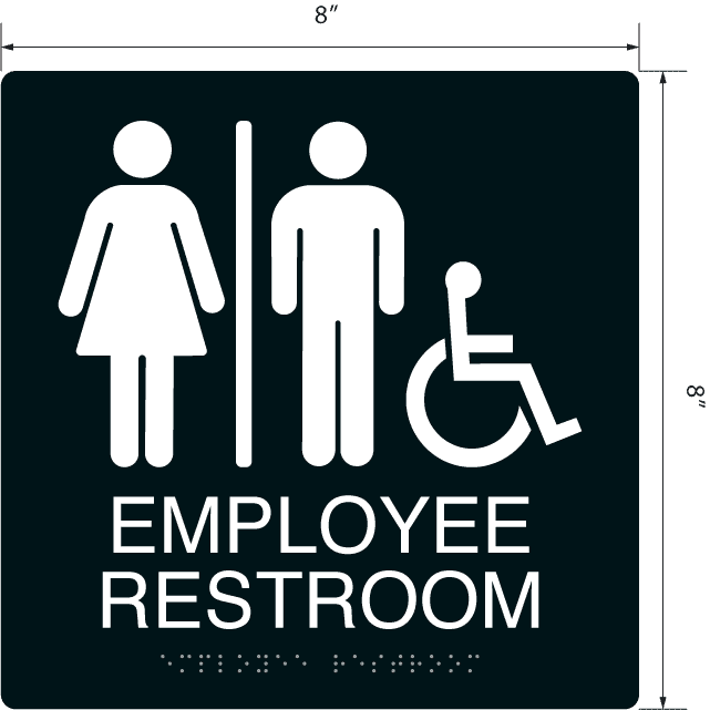 Employee Restroom' Acrylic Restroom ADA Braille Sign - 8