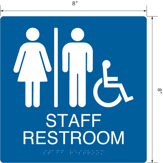 Staff Restroom' Acrylic Restroom ADA Braille Sign - 8" x 8"