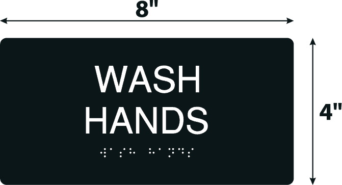 Wash Hands Black Acrylic Wall Sign - 4