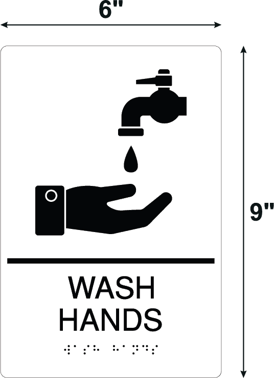 Wash Hands Black Acrylic Wall Sign - 9